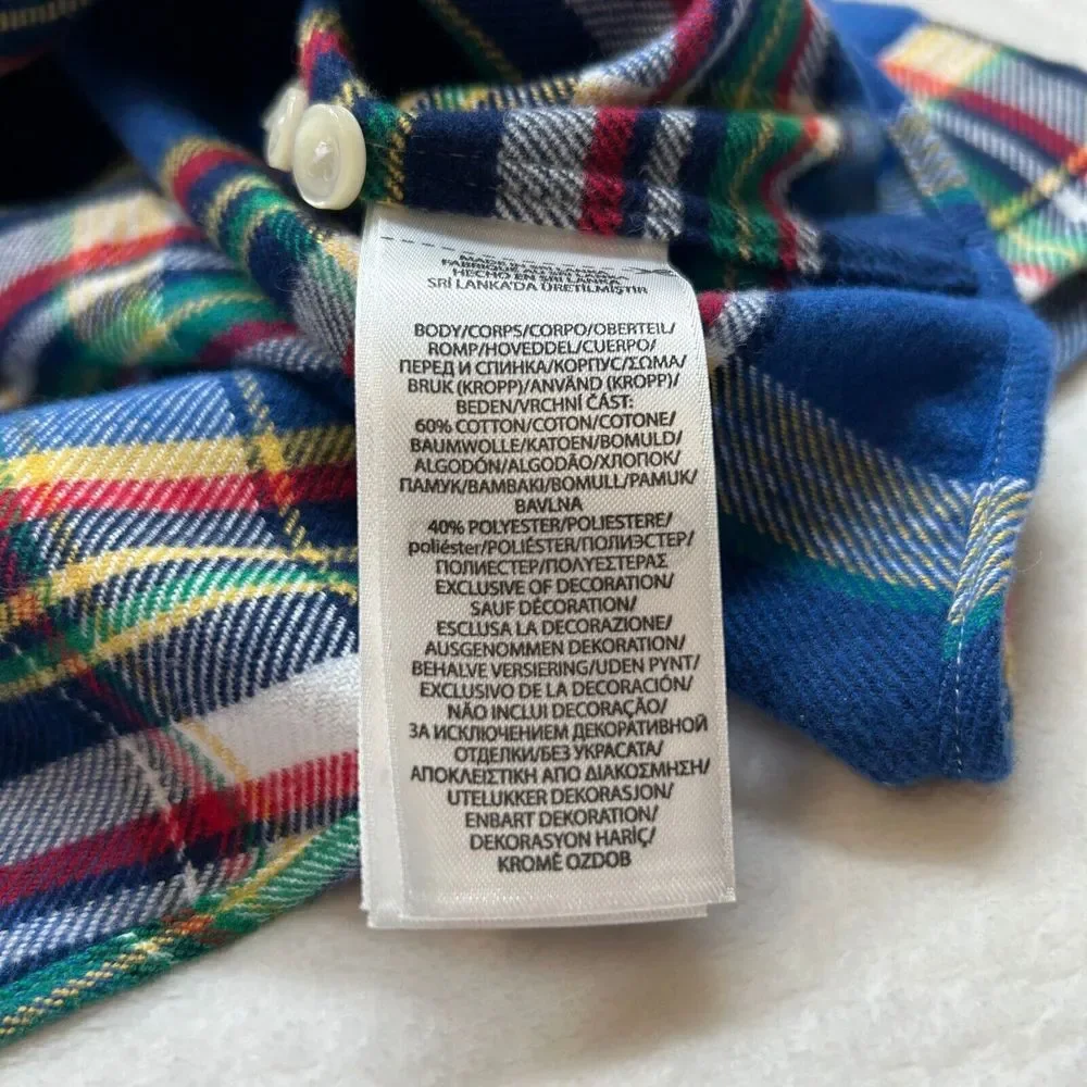 Polo Ralph Lauren Performance Flannel Shirt Mens 3XB Big Tall‎ Navy Blue Plaid